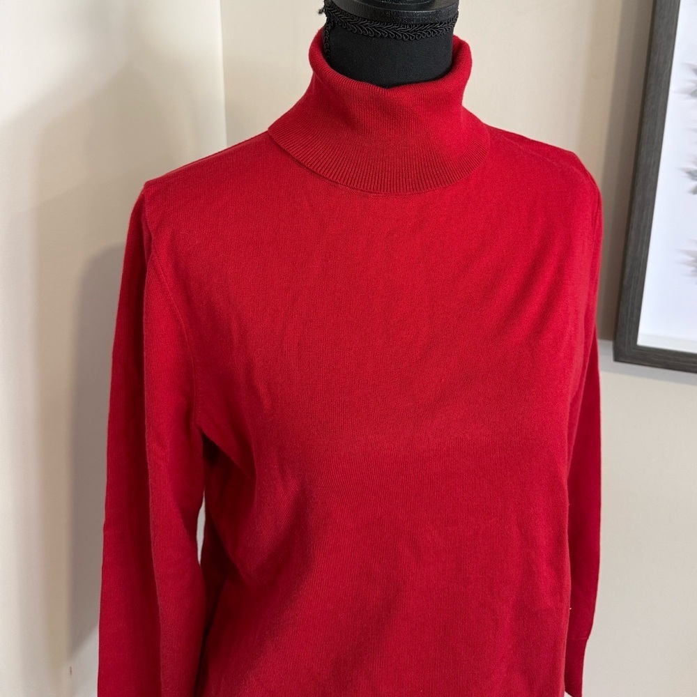 Talbots Red Knit Turtleneck Sweater - Picture 2 of 8